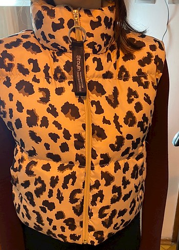 Leopar Desenli Kadın Fermuarlı Ceket - Görsel 3