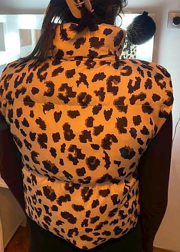 Leopar Desenli Kadın Fermuarlı Ceket - Görsel 4