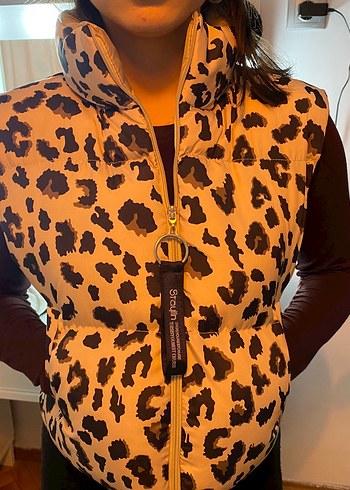 Leopar Desenli Kadın Fermuarlı Ceket - Görsel 2