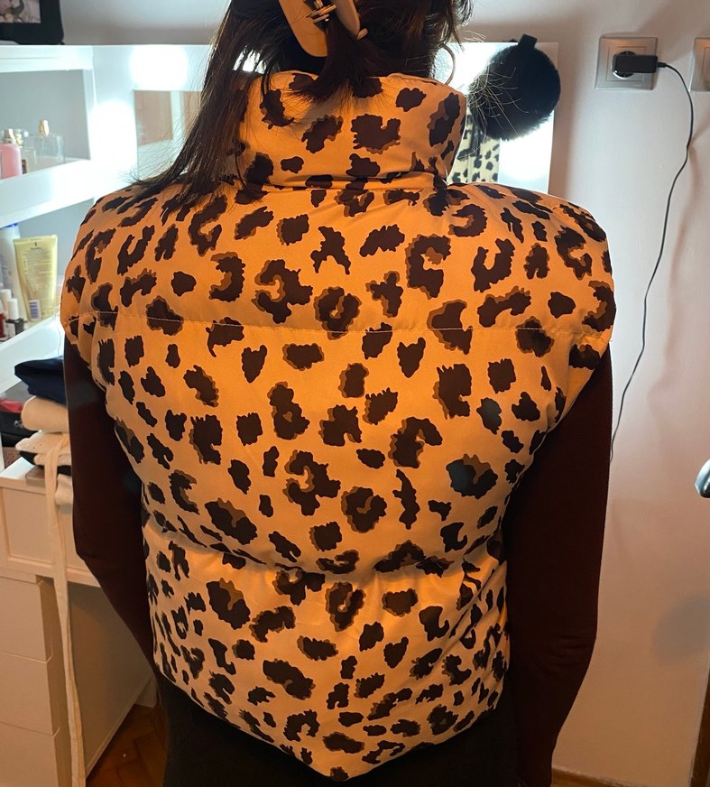 Leopar Desenli Kadın Fermuarlı Ceket - Görsel 4