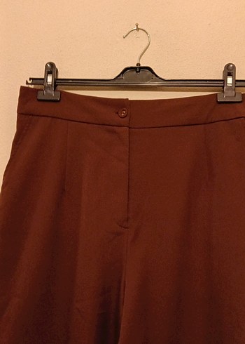 Kahverengi kumaş Kadın Midi Pantolon - Görsel 2