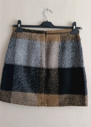 Kahverengi Gri Ekose Mini Etek - Görsel 3