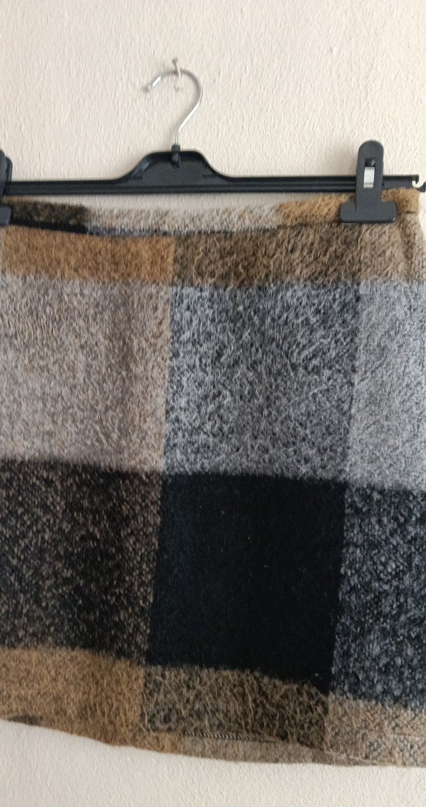 Kahverengi Gri Ekose Mini Etek - Görsel 2