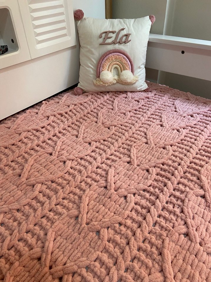 Pembe Örgü Çocuk Battaniyesi - Görsel 2