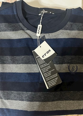 Gri Çizgili Erkek Pijama Takımı, Uzun Kol - Görsel 2