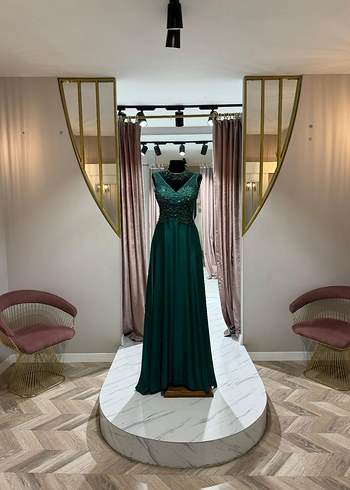 Bordo Drapeli Uzun Abiye Elbise - Görsel 13