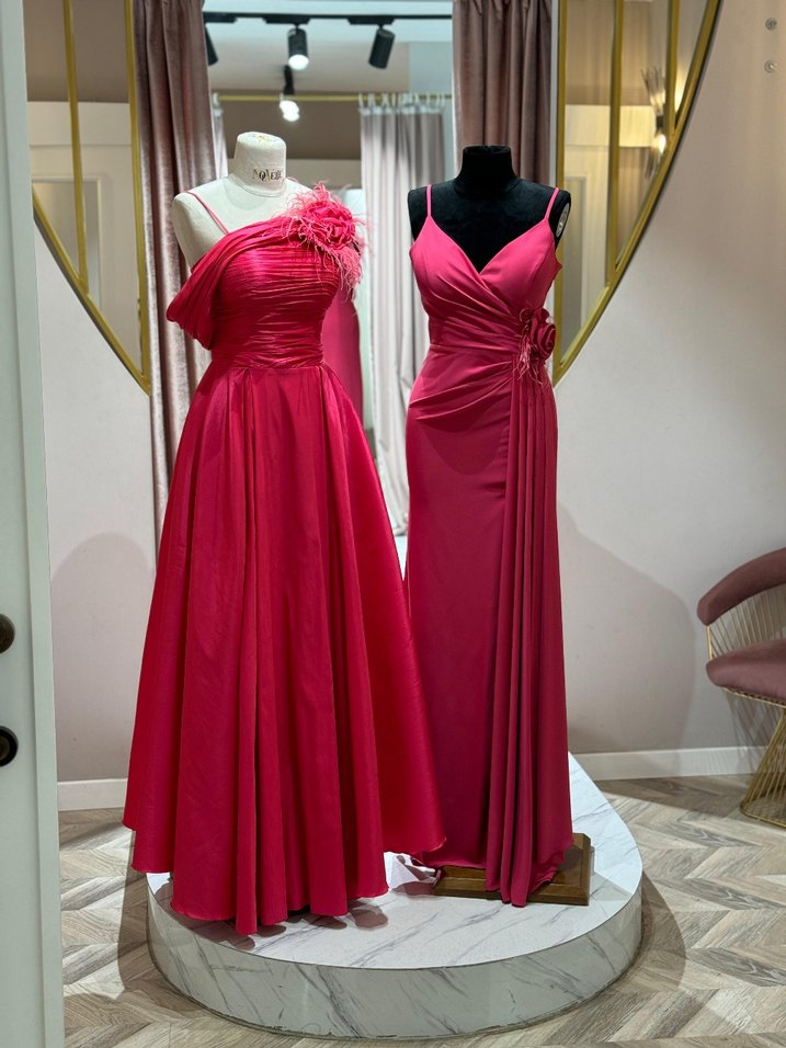 Bordo Drapeli Uzun Abiye Elbise - Görsel 3