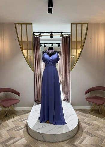 Parlak Kırmızı Drape ve Nakışlı Uzun Abiye - Görsel 15