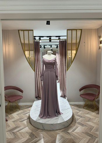 Parlak Kırmızı Drape ve Nakışlı Uzun Abiye - Görsel 18