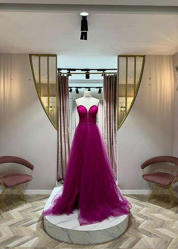 Pembe Drapeli Mini Abiye Elbise - Görsel 6