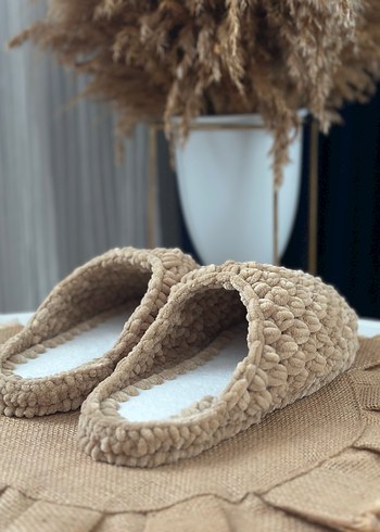 Bej Örgü Kadın Ev Terliği - Görsel 6