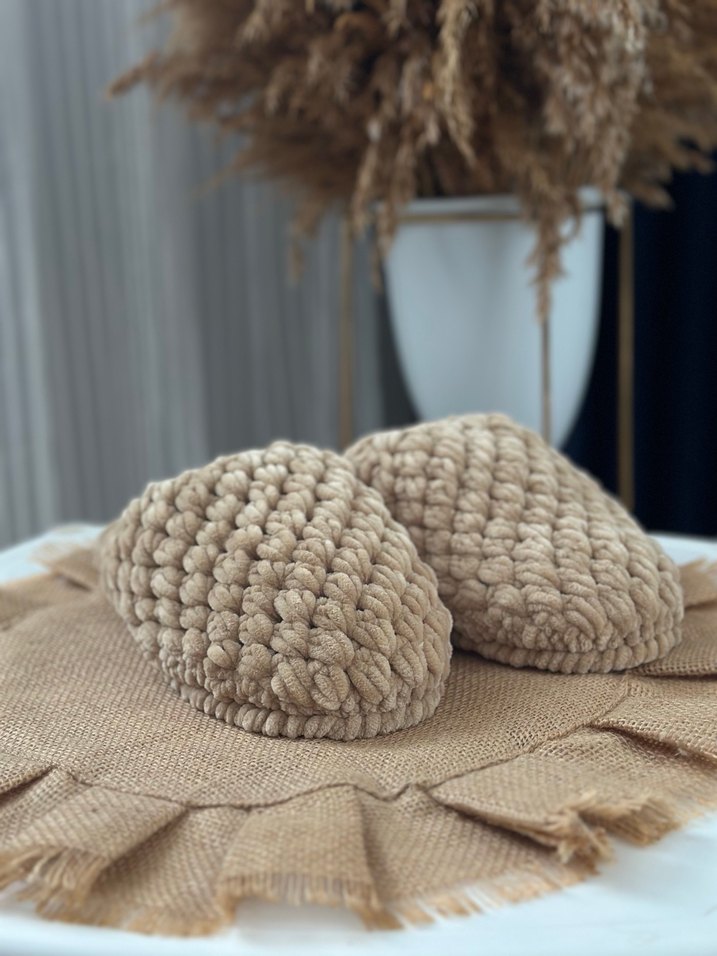 Bej Örgü Kadın Ev Terliği - Görsel 5