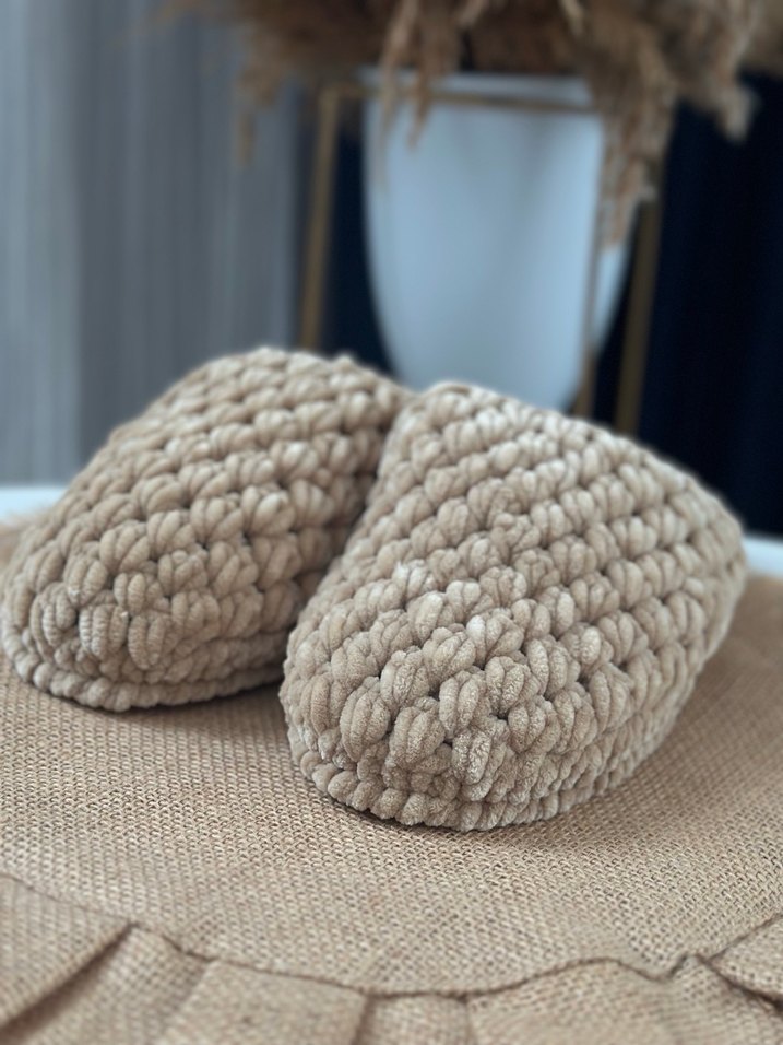 Bej Örgü Kadın Ev Terliği - Görsel 3