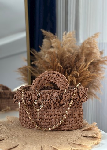 Kahverengi Örgü Kadın Çanta - Görsel 2