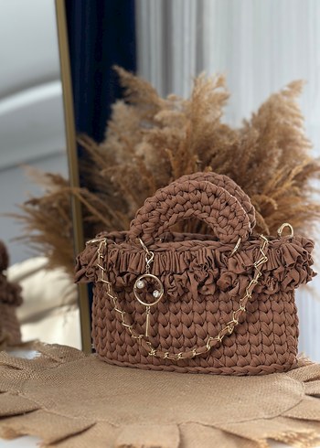 Kahverengi Örgü Kadın Çanta - Görsel 4