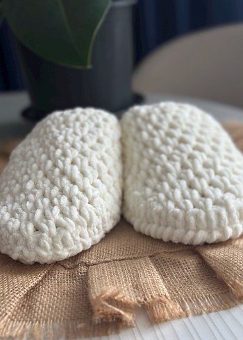 Örgü Kadın Ev Terliği Beyaz - Görsel 6