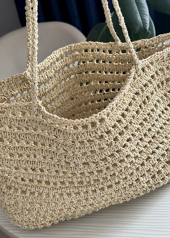 Bej Örgü Kadın Çanta - Görsel 6