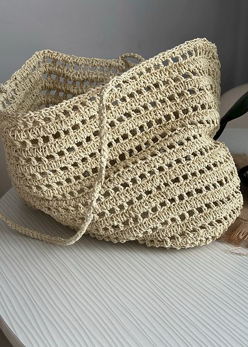 Bej Örgü Kadın Çanta - Görsel 2