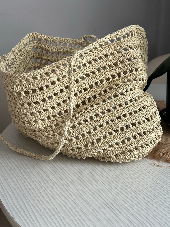 Bej Örgü Kadın Çanta - Görsel 2