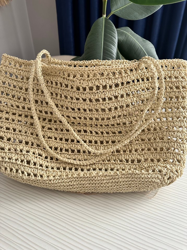 Bej Örgü Kadın Çanta - Görsel 4