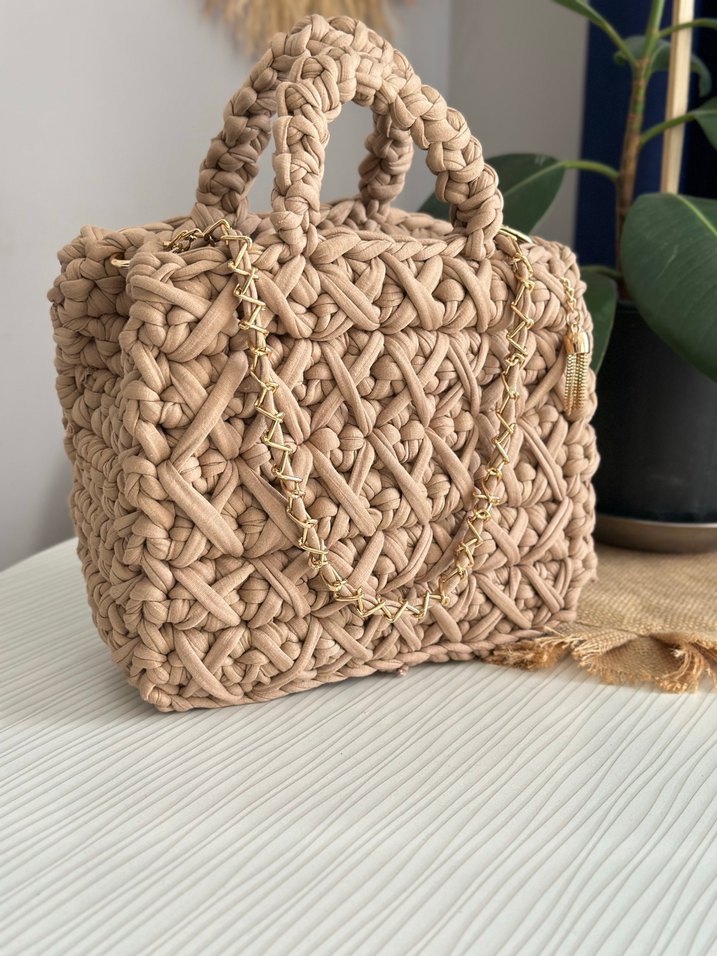 Siyah Nakışlı Örgü Bohem Kadın Çanta - Görsel 4