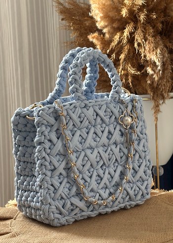 Gri Örgü Bohem Kadın Çanta - Görsel 2