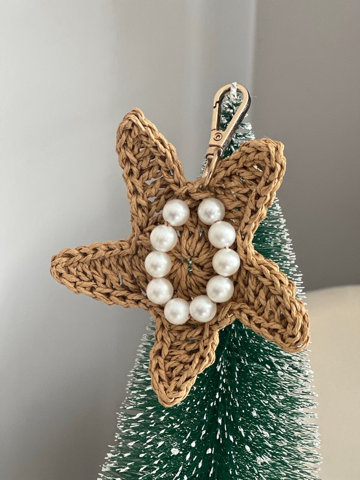 Boncuklu Bej Bohem Anahtarlık - Görsel 2