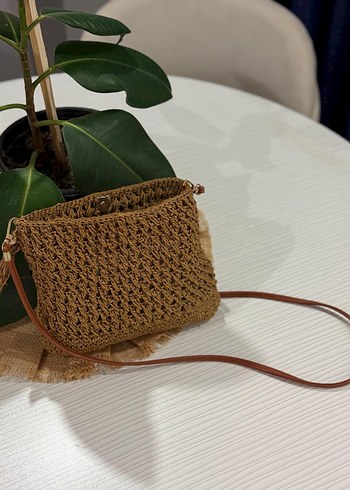 Bohem Püsküllü Örgü Kadın Plaj Çantası - Görsel 6