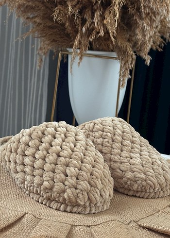 Bej Örgü Kadın Ev Terliği - Görsel 5