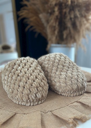 Bej Örgü Kadın Ev Terliği - Görsel 3