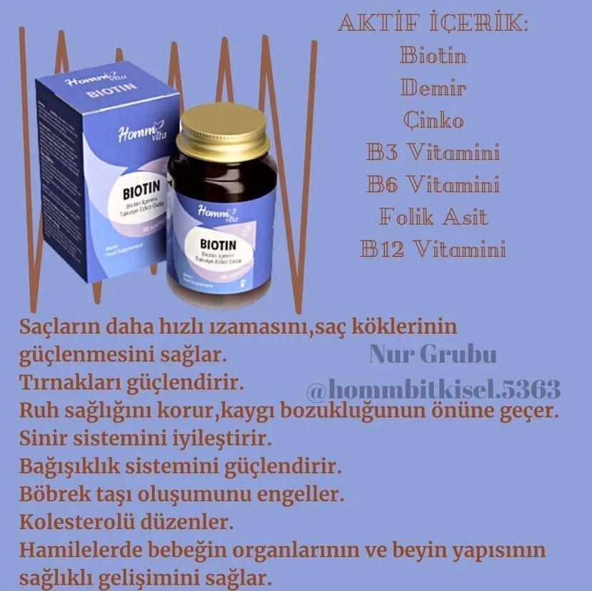 BİOTİN İÇEREN TAKVİYE EDİCİ GIDA 30 KAPSÜL - Görsel 2