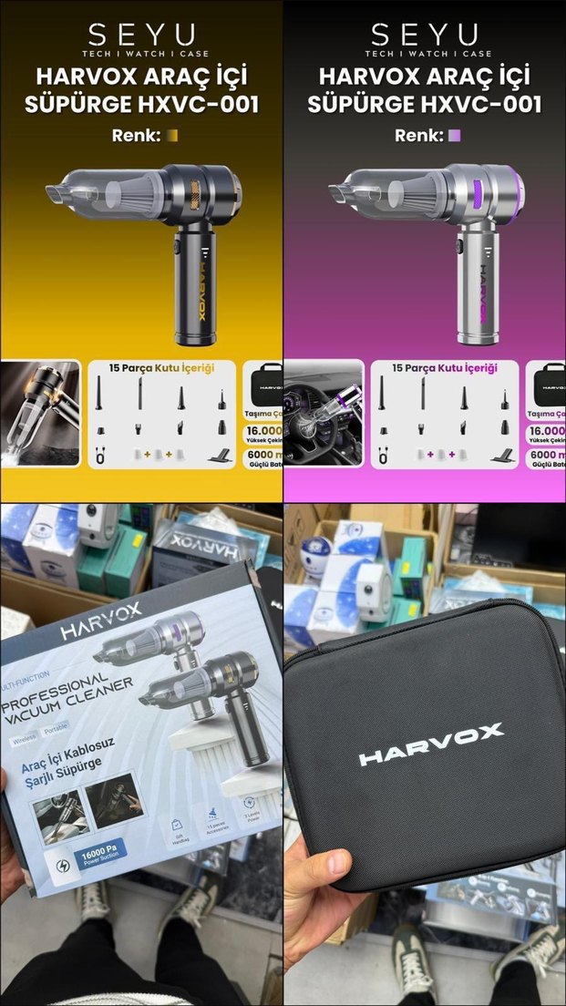 Harvox Kablosuz Şarjlı Araç Süpürgesi Gri - Görsel 3