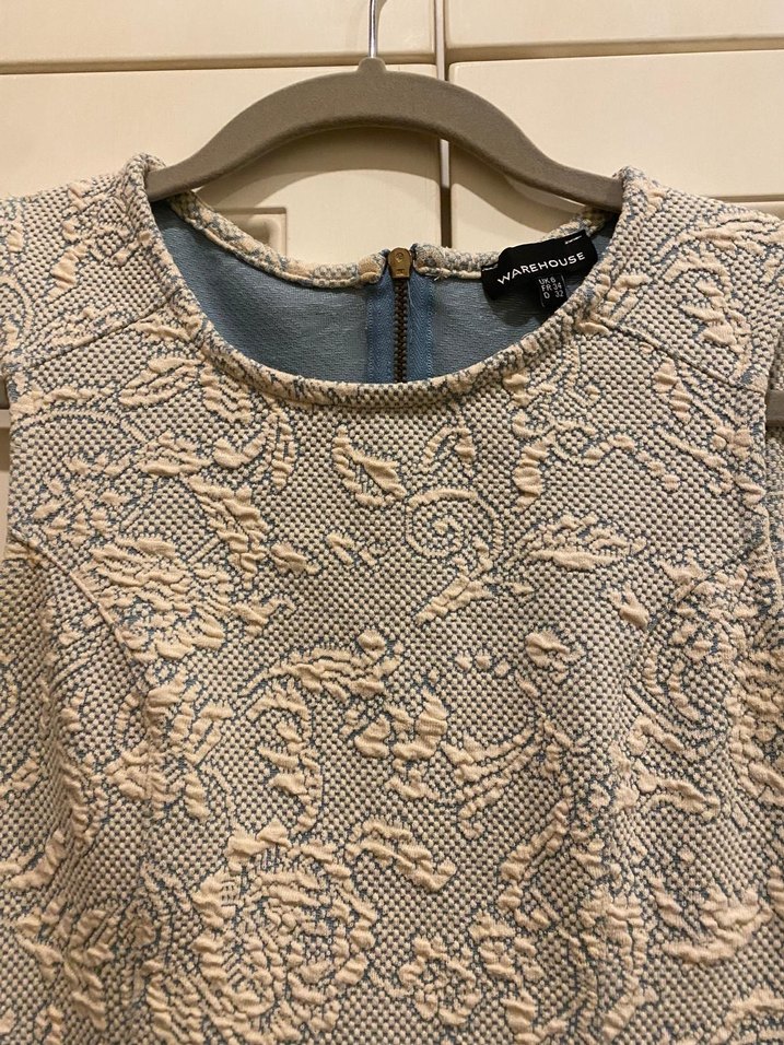 Warehouse marka, Nakışlı ve Dantelli Gri Elbise - Görsel 2