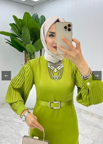 Kadın Kemerli Uzun Kol Elbise - Görsel 2