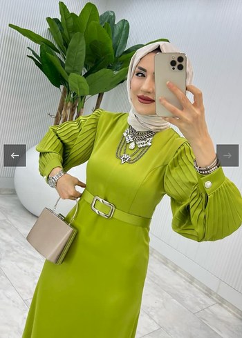 Kadın Kemerli Uzun Kol Elbise - Görsel 3