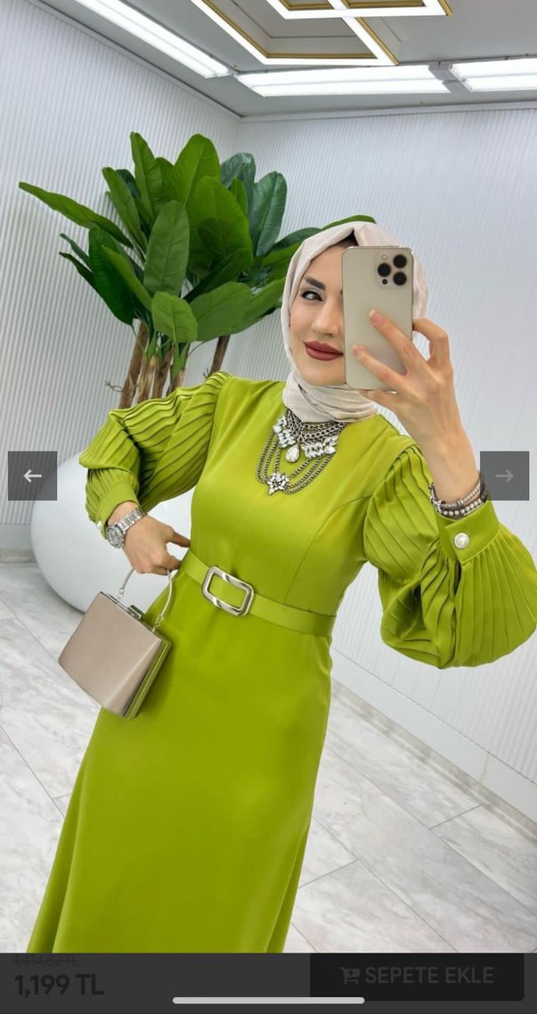 Kadın Kemerli Uzun Kol Elbise - Görsel 3