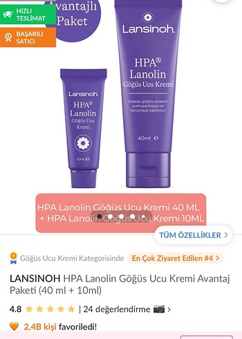 Lansinoh HPA Lanolin Göğüs Ucu Kremi 40ml - Görsel 3