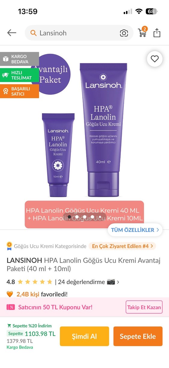Lansinoh HPA Lanolin Göğüs Ucu Kremi 40ml - Görsel 3