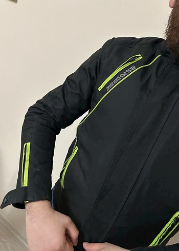 Siyah prosev Erkek motorcu mont ceket - Görsel 4