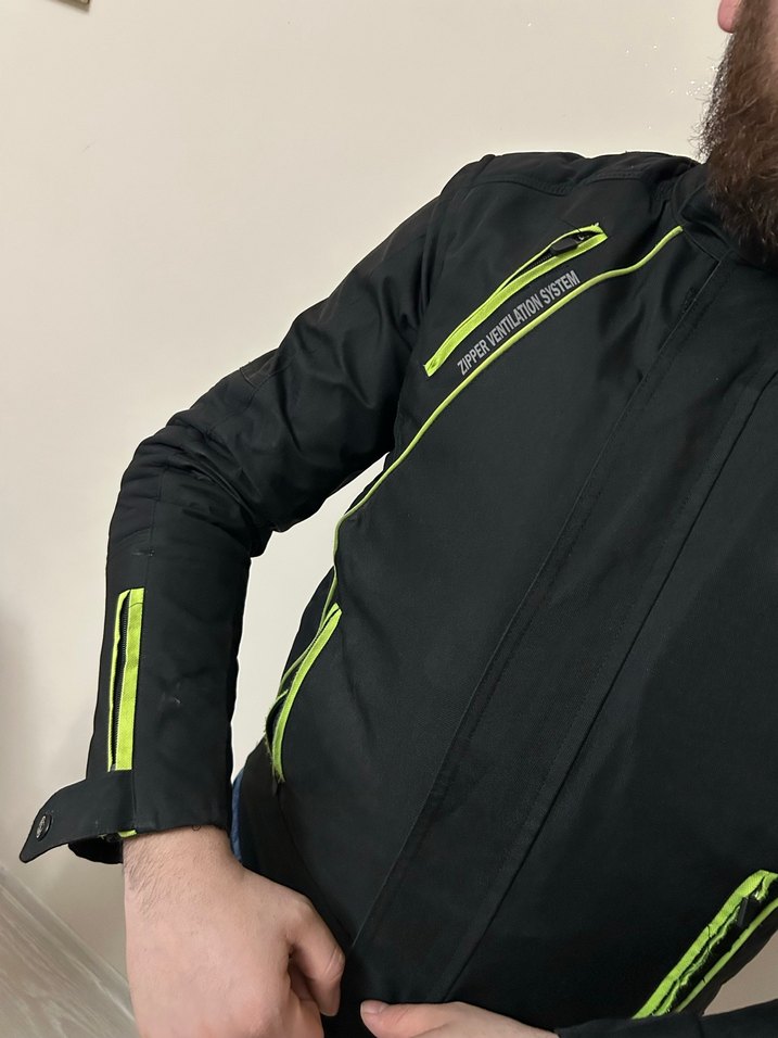 Siyah prosev Erkek motorcu mont ceket - Görsel 4