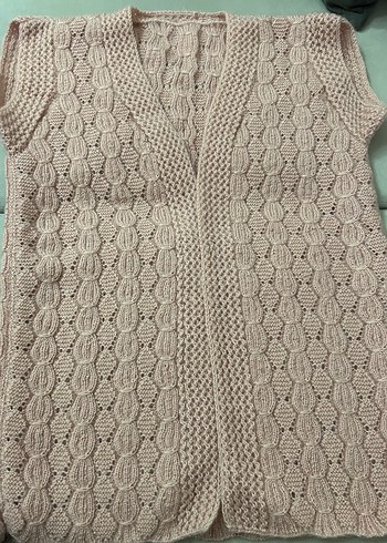 El örgüsü Pembe Kolsuz Hırka yelek - Görsel 4