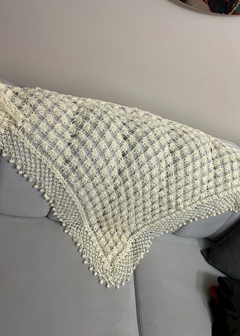 Krem el örme kadın şal - Görsel 2