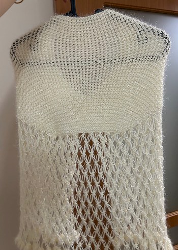 Beyaz El Örgü Kadın Şal - Görsel 4