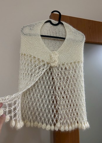 Beyaz El Örgü Kadın Şal - Görsel 2