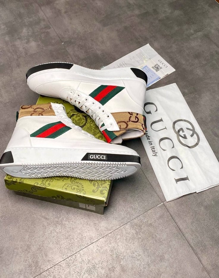 Beyaz Baskılı Gucci Spor Ayakkabı - Görsel 4