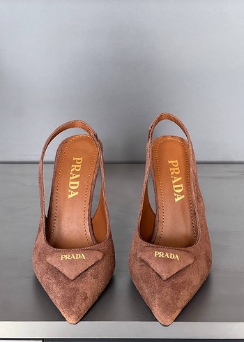 Prada Taba Süet Stiletto Kadın Ayakkabı - Görsel 3