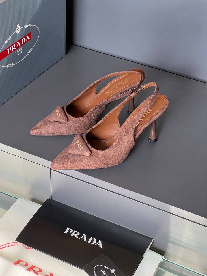 Prada Taba Süet Stiletto Kadın Ayakkabı - Görsel 5