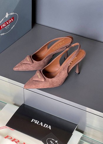 Prada Taba Süet Tokalı Stiletto - Görsel 5