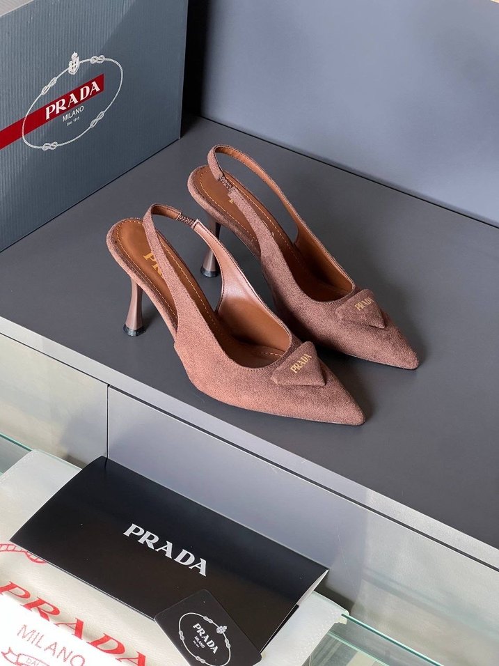 Prada Taba Süet Stiletto Topuklu Kadın Ayakkabı - Görsel 5