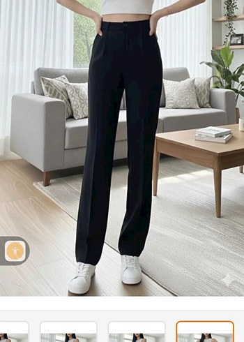 Siyah Midi Kumaş Kadın Pantolon - Görsel 3